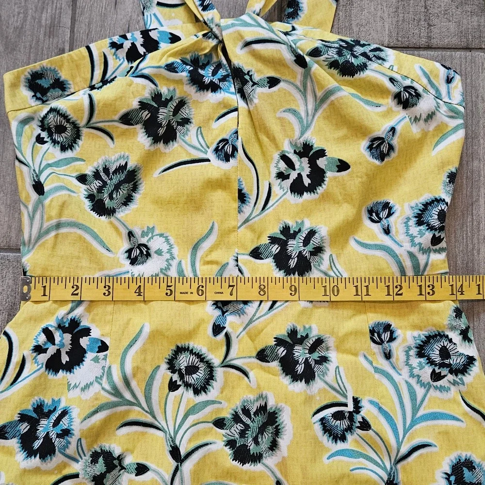 Topshop Mini Dress Size 6 Yellow NEW Floral Halter Cross Front Sundress Mod 60s